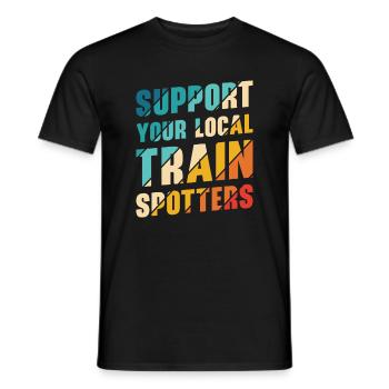 Train Trainspotter Locomotive Hobby Trainspotting - Men's T-Shirt - black - Front - AI Model Male 178 light (178cm)
