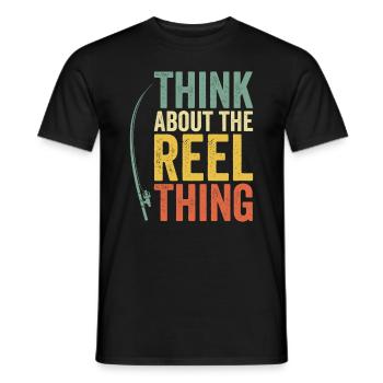 Pensez au passe-temps de pêche Reel Thing - T-shirt homme - noir - Devant - AI Model Male 178 light (178cm)