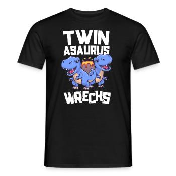 Twinasaurus Wracks Passende Dinosaurier Twin Boys - Männer T-Shirt - Schwarz - Vorne - AI Model Male 178 light (178cm)