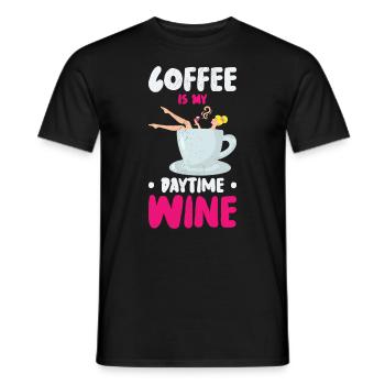 Coffee Caffeine Wine Drinking Coffee Addict - Men's T-Shirt - black - Front - AI Model Male 178 light (178cm)