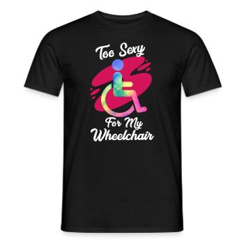 Drôle d’explication de l’humour amputé en fauteuil roulant - T-shirt homme - noir - Devant - AI Model Male 178 light (178cm)