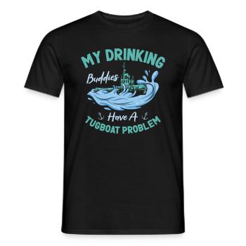 Tugboat Drinking Buddies Alcohol Tugboat Captain - Men's T-Shirt - black - Front - AI Model Male 178 light (178cm)