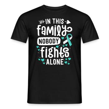 Dans cette famille, personne ne se bat seul cervical - T-shirt homme - noir - Devant - AI Model Male 178 light (178cm)