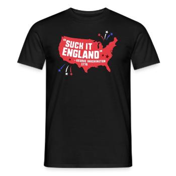 Suck It England Lustig 4. Juli George - Männer T-Shirt - Schwarz - Vorne - AI Model Male 178 light (178cm)