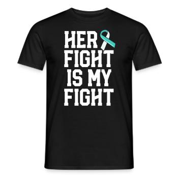 Son combat est mon combat Sensibilisation au cancer du col de l’utérus - T-shirt homme - noir - Devant - AI Model Male 178 light (178cm)