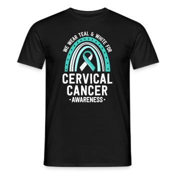 Sensibilisation au cancer du col de l’utérus Teal White Ribbon Boho - T-shirt homme - noir - Devant - AI Model Male 178 light (178cm)