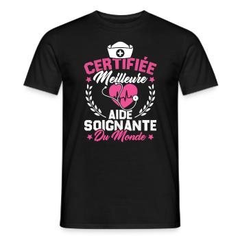 Certifiée meilleure aide-soignante du monde - T-shirt homme - noir - Devant - AI Model Male 178 light (178cm)