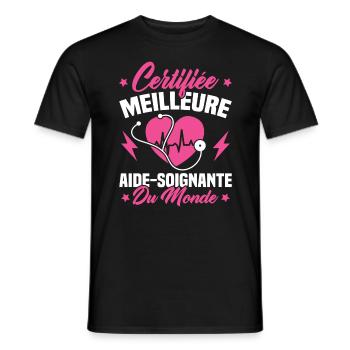 Certifiée meilleure aide-soignante du monde - T-shirt homme - noir - Devant - AI Model Male 178 light (178cm)