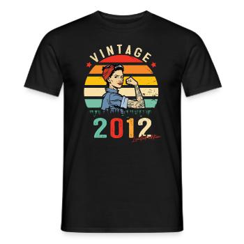 2012 Vintage Édition limitée Cadeau Femmes - T-shirt homme - noir - Devant - AI Model Male 178 light (178cm)