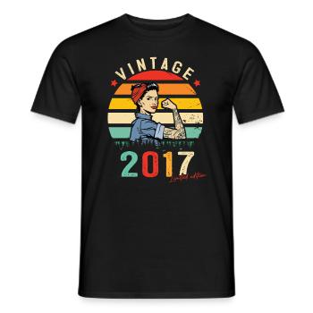 2017 Vintage Édition limitée Cadeau Femmes - T-shirt homme - noir - Devant - AI Model Male 178 light (178cm)
