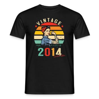 2014 Vintage Édition limitée Cadeau Femmes - T-shirt homme - noir - Devant - AI Model Male 178 light (178cm)