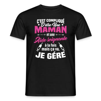 Compliqué d'être une maman et une Aide-soignante - T-shirt homme - noir - Devant - AI Model Male 178 light (178cm)