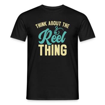 Pensez au passe-temps de pêche Reel Thing - T-shirt homme - noir - Devant - AI Model Male 178 light (178cm)