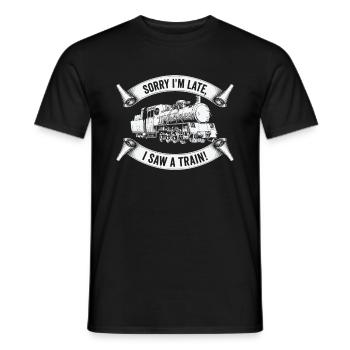 Train Locomotive Hobby Trainspotting Railfan - Men's T-Shirt - black - Front - AI Model Male 178 light (178cm)