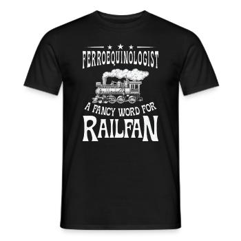 Ferroequinologist Train Railfan Locomotive Hobby - Men's T-Shirt - black - Front - AI Model Male 178 light (178cm)