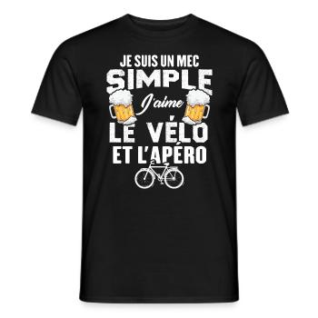 Je Suis Un Mec Simple J'aime Le Vélo Et L'apéro - T-shirt homme - noir - Devant - AI Model Male 178 light (178cm)