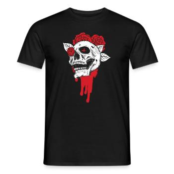 Totenköpfe und Rosen Gothic Knochen Skelett Tod - Männer T-Shirt - Schwarz - Vorne - AI Model Male 178 light (178cm)
