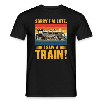 Train Locomotive Hobby Trainspotting Railfan - Men's T-Shirt - black - Front - AI Model Male 178 light (178cm)