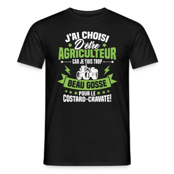 Agriculteur et Beau-gosse - T-shirt homme - noir - Devant - AI Model Male 178 light (178cm)