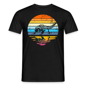 Ankylosaurus Retro Sonnenuntergang Dinosaurier Ank - Männer T-Shirt - Schwarz - Vorne - AI Model Male 178 light (178cm)