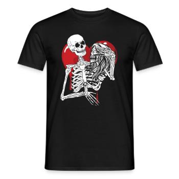 Till Death Midnight Lovers Gothic Skull Bones - Men's T-Shirt - black - Front - AI Model Male 178 light (178cm)