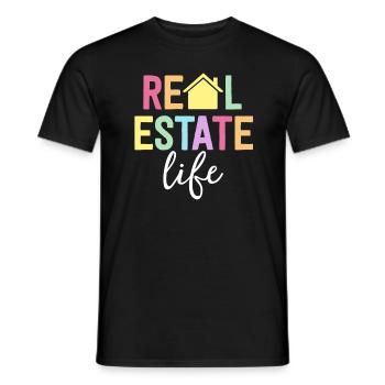 Chemise de vie immobilière Cadeau d’agent immobilier - T-shirt homme - noir - Devant - AI Model Male 178 light (178cm)