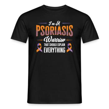 Psoriasis Guerrier Lavande Orange Ruban Sensibilisation - T-shirt homme - noir - Devant - AI Model Male 178 light (178cm)