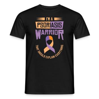Psoriasis Guerrier Lavande Orange Ruban Sensibilisation - T-shirt homme - noir - Devant - AI Model Male 178 light (178cm)