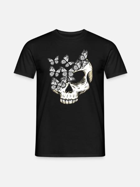 Gothic Schmetterling Totenkopf Knochen Skelett - Männer T-Shirt - Schwarz