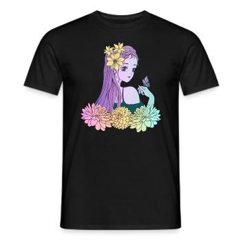 Manga Girl Anime Fille Papillon - T-shirt homme - noir - Devant - AI Model Male 178 light (178cm)
