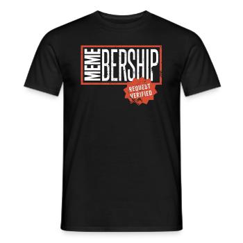 Social Media Meme Membership Request - Men's T-Shirt - black - Front - AI Model Male 178 light (178cm)