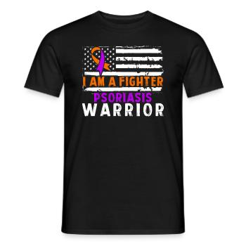 Psoriasis Warrior Fighter Ruban orange lavande - T-shirt homme - noir - Devant - AI Model Male 178 light (178cm)