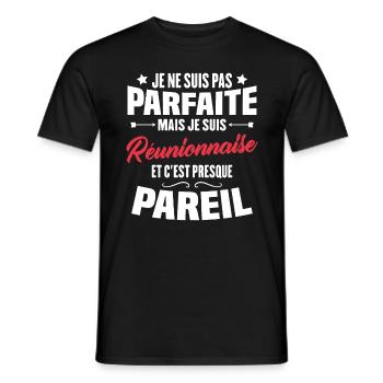 Je ne suis pas parfaite mais je suis Réunionnaise - T-shirt homme - noir - Devant - AI Model Male 178 light (178cm)
