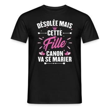 Désolée mais cette fille canon va se marier - T-shirt homme - noir - Devant - AI Model Male 178 light (178cm)
