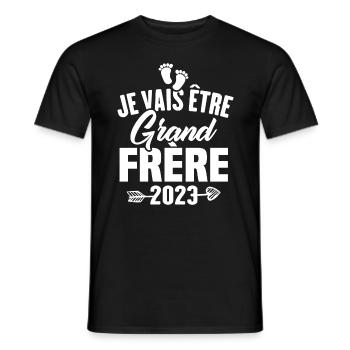 Cadeau Je vais être grand frère 2023 - T-shirt homme - noir - Devant - AI Model Male 178 light (178cm)