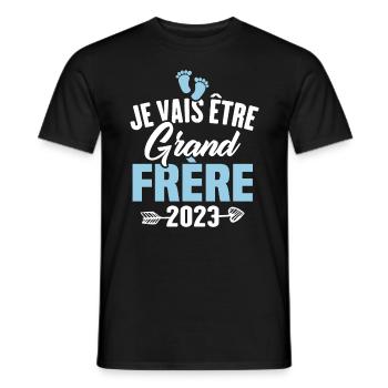 Cadeau Je vais être grand frère 2023 - T-shirt homme - noir - Devant - AI Model Male 178 light (178cm)