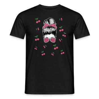 Rockabilly Girl aux cerises - T-shirt homme - noir - Devant - AI Model Male 178 light (178cm)
