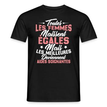 Les meilleures femmes deviennent aides-soignantes - T-shirt homme - noir - Devant - AI Model Male 178 light (178cm)
