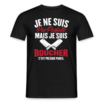 Je Ne Suis Pas Parfaite Mais Je Suis Boucher - T-shirt homme - noir - Devant - AI Model Male 178 light (178cm)