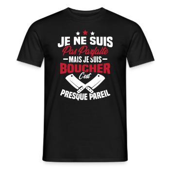 Je Ne Suis Pas Parfaite Mais Je Suis Boucher - T-shirt homme - noir - Devant - AI Model Male 178 light (178cm)
