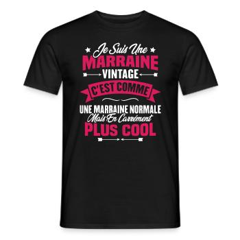 Je suis une marraine vintage - T-shirt homme - noir - Devant - AI Model Male 178 light (178cm)