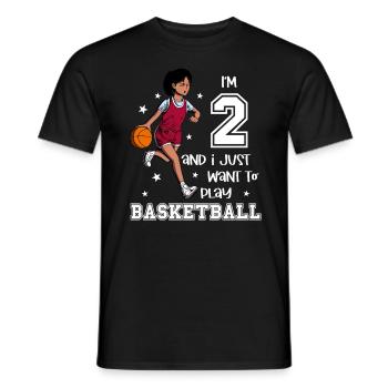 Une fille joue au basket-ball - J’ai 2 ans - T-shirt homme - noir - Devant - AI Model Male 178 light (178cm)
