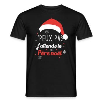 Je peux pas j'attends le père noël - T-shirt homme - noir - Devant - AI Model Male 178 light (178cm)