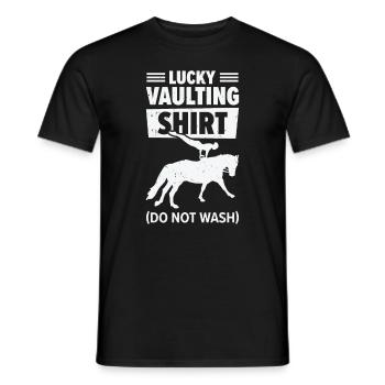 Pferdesport Voltigieren Funny Lucky Riding Reiten - Männer T-Shirt - Schwarz - Vorne - AI Model Male 178 light (178cm)