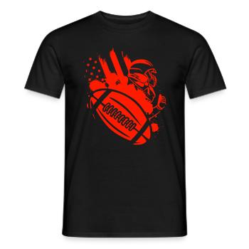 American Football Flag Patriotic Sports Football - Men's T-Shirt - black - Front - AI Model Male 178 light (178cm)