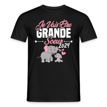 Je Vais Être Grande Sœur 2024, Annonce Grossesse - T-shirt homme - noir - Devant - AI Model Male 178 light (178cm)