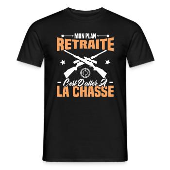 Mon plan retraite c'est d'aller à la chasse - T-shirt homme - noir - Devant - AI Model Male 178 light (178cm)