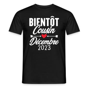 Bientôt Cousin Décembre 2023, Annonce Grossesse - T-shirt homme - noir - Devant - AI Model Male 178 light (178cm)