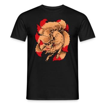 Japanische Yokai Figur Kitsune - Männer T-Shirt - Schwarz - Vorne - AI Model Male 178 light (178cm)