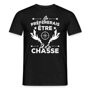 Je préférerais être à la chasse, Cadeau Chasseur - T-shirt homme - noir - Devant - AI Model Male 178 light (178cm)